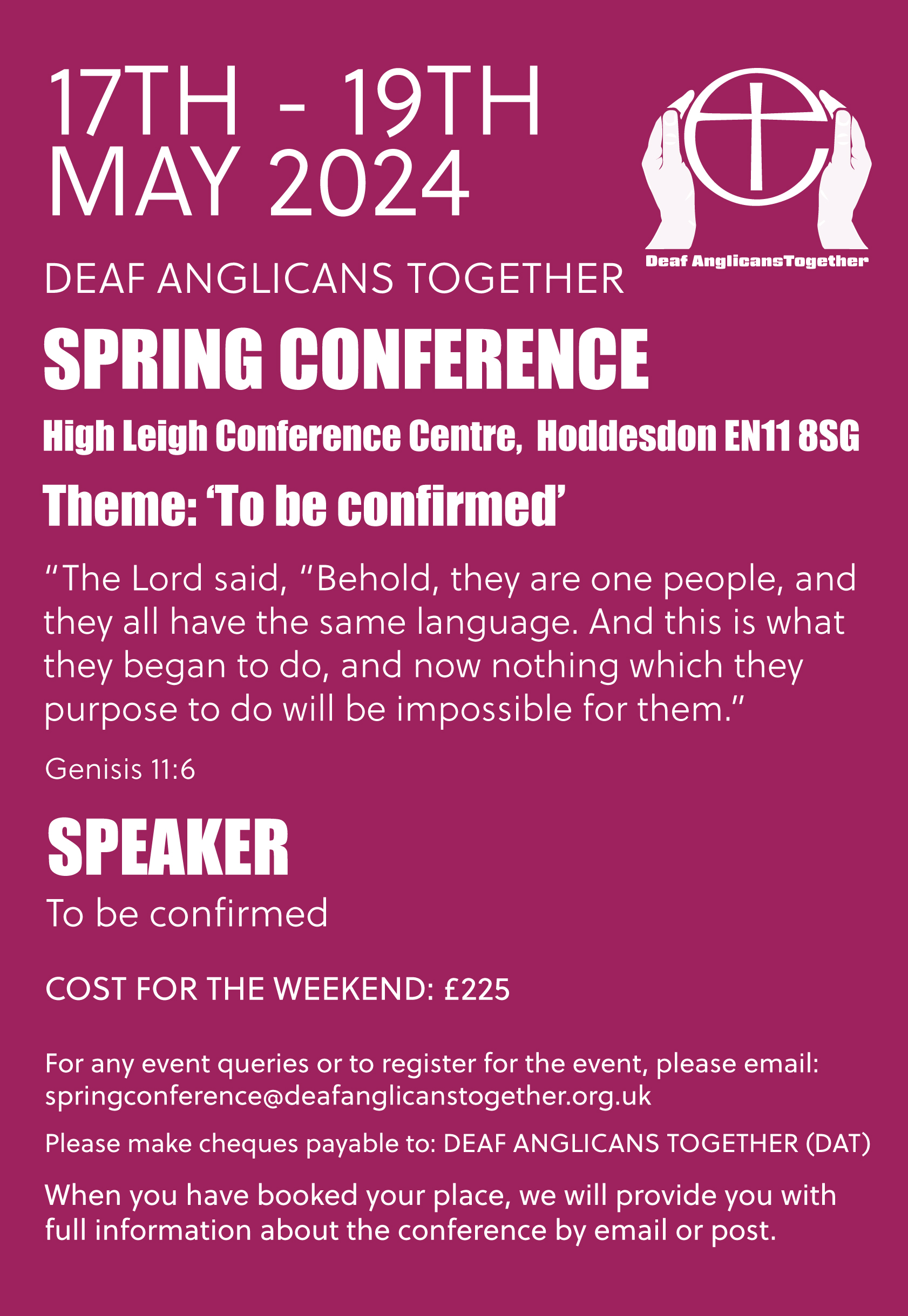 Spring Conference Deaf Anglicans Together